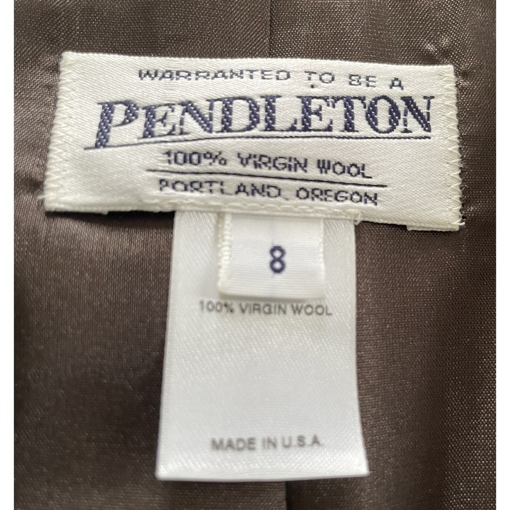 Pendleton Womens Vintage Brown 100% Virgin Wool Skirt Suit Set Sz 8 USA Academia - Picture 4 of 10